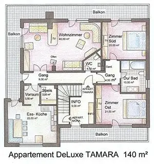 Grundrissplan Ferienwohnung Appartement De Luxe Tamara in Elbigenalp, Günau